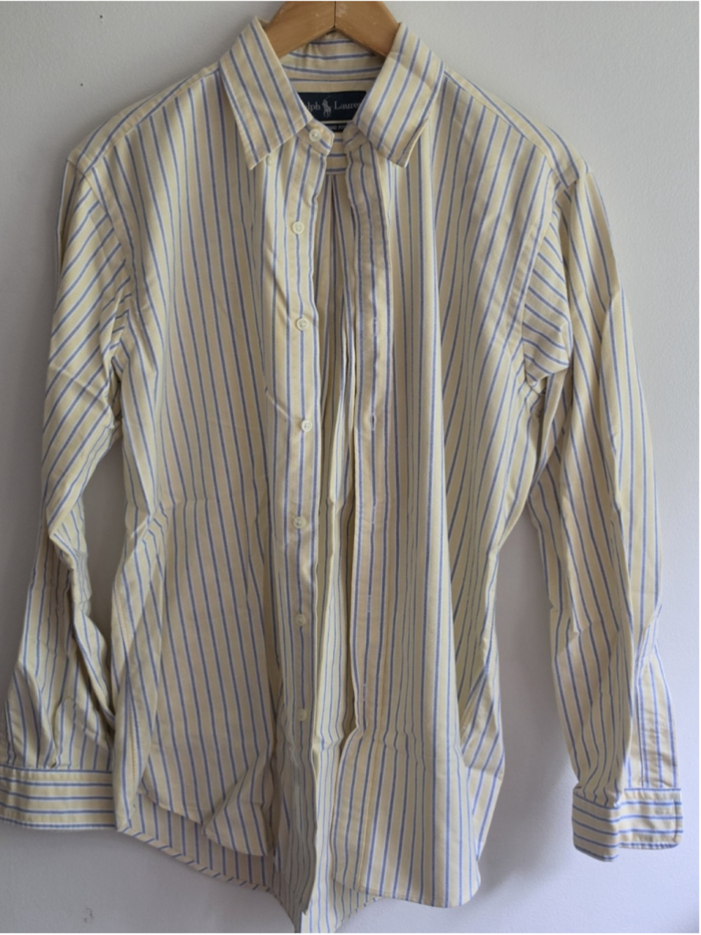 Polo Ralph Lauren M Striped Oxford Button Down Shirt Yellow Blue Classic Fit